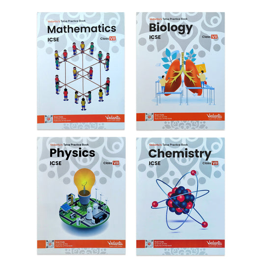 Vedantu ICSE Class 7 Tatva Practice Books Set Of 4 | Physics, Chemistry, Mathematics, Biology – Chapterwise Practice Questions | in-depth Theory With Activity Notes