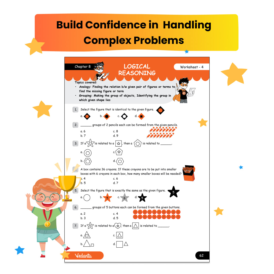 Vedantu Early Learning IMO Workbook for Grade 1 | Boost Problem-Solving Skills with 31 Worksheets HOTS & Sample Paper Challenges | Learn, Practice, and Win – Your Child’s Best Companion for Maths Olympiads Preparation