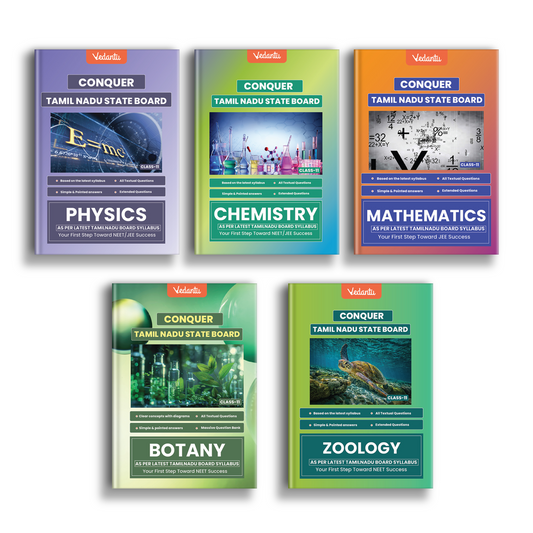 Vedantu Conquer Physics, Chemistry, Mathematics, Botany & Zoology Books Combo for Class 11 Set Of 5 | Tamil Nadu State Board | Based on Latest Syllabus | Exercises with Solutions, HOTS & Govt. Questions | JEE/NEET Focused