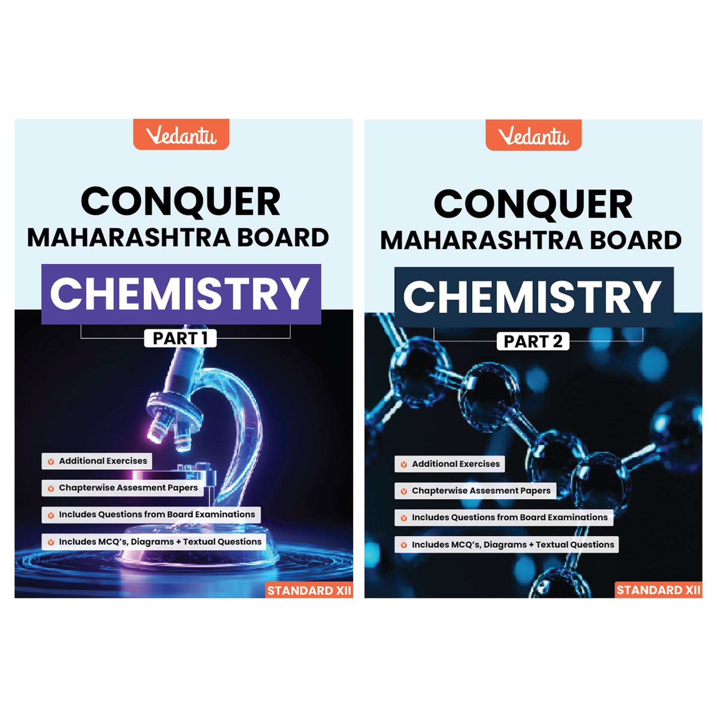 Vedantu Conquer Maharashtra Board Chemistry Book Part 1 & 2 | Standard XII | HSC Class 12 Textbook with Board Questions, MCQs, Diagrams & Chapterwise Assessments | Latest Edition