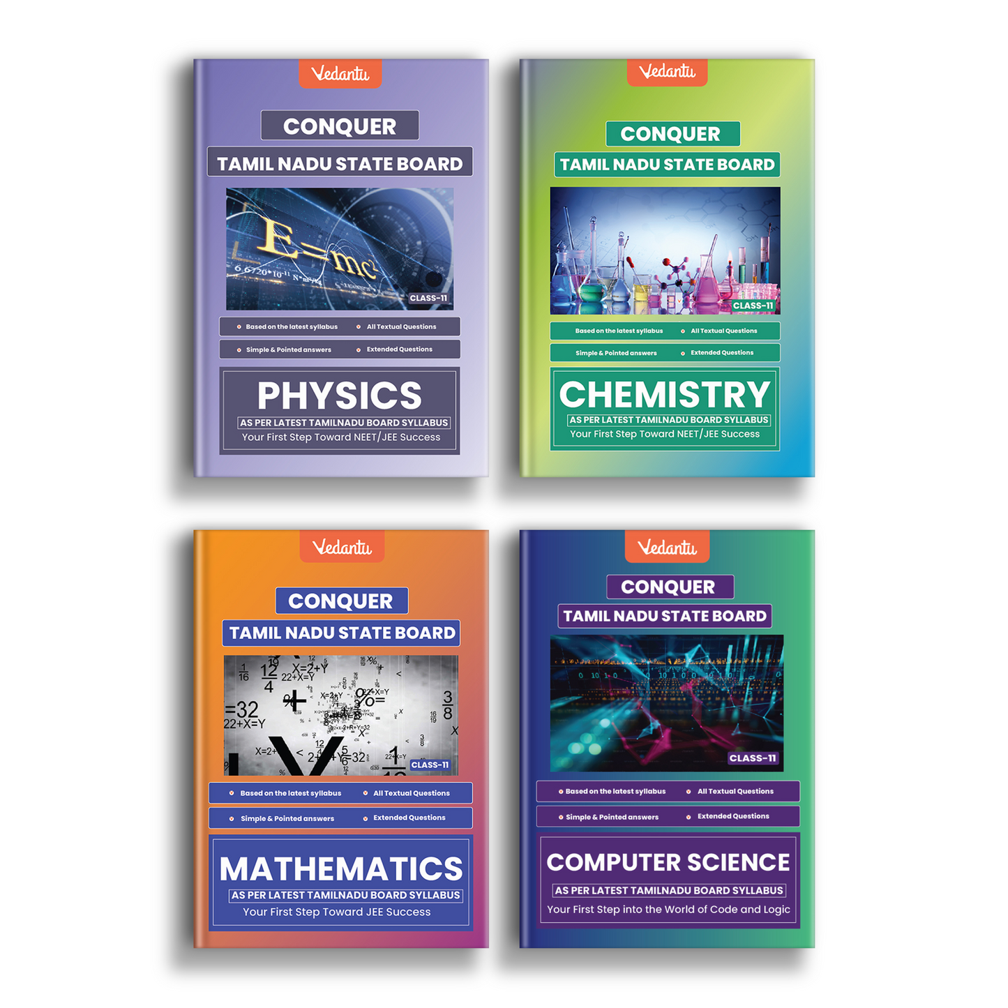 Vedantu Conquer Physics, Chemistry, Mathematics, Computer Science Books Combo for Class 11 Set Of 4 | Tamil Nadu State Board | Based on Latest Syllabus | Exercises with Solutions, HOTS & Govt. Questions | JEE Focused