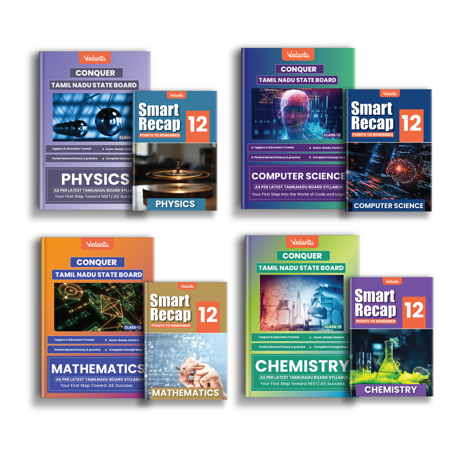 Vedantu Class 12 Conquer Physics, Chemistry, Mathematics, Computer Science Books Combo Set Of 4 - TN State Board | Also Includes Smart Recap Book | Based on Latest Textbook, Textual & Additional Questions, HOTS, Unit Tests, Govt. Question Papers