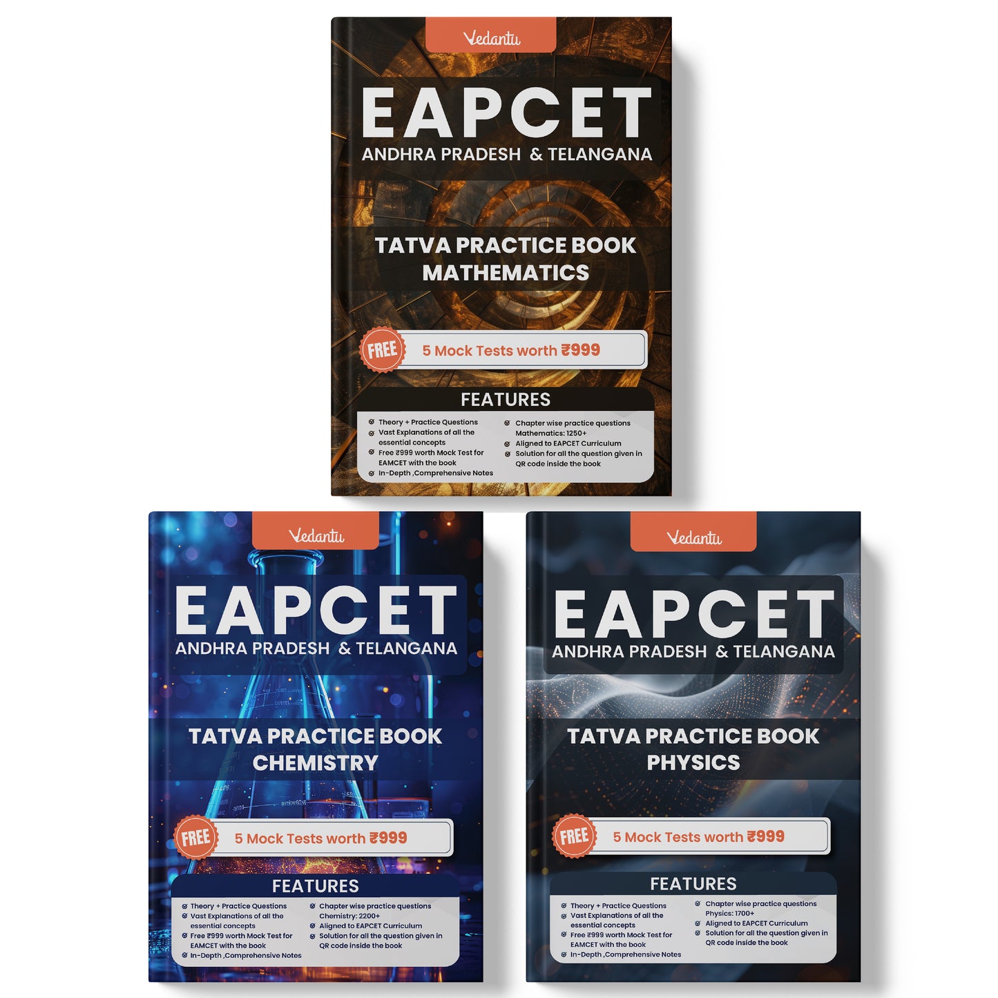 Vedantu EAPCET / EAMCET Tatva Books Set Of 3 | Physics, Chemistry, Mathematics | Chapterwise Theory, PYQs, 5 Free Online Mock Tests | For AP & TS 2025 Exam