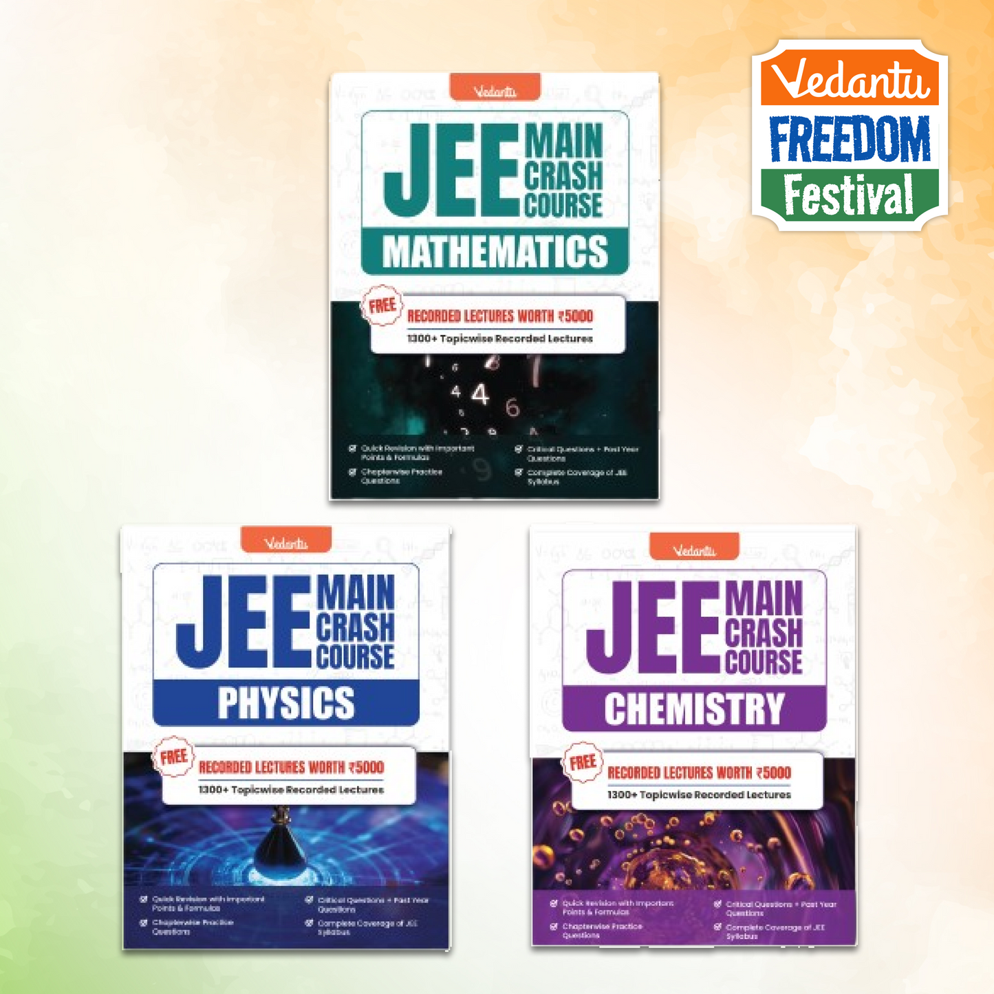 Vedantu JEE Main 2025 Crash Course Book Set Of 3 – Physics, Chemistry, Mathematics | Latest Syllabus | Includes Free Recorded Course
