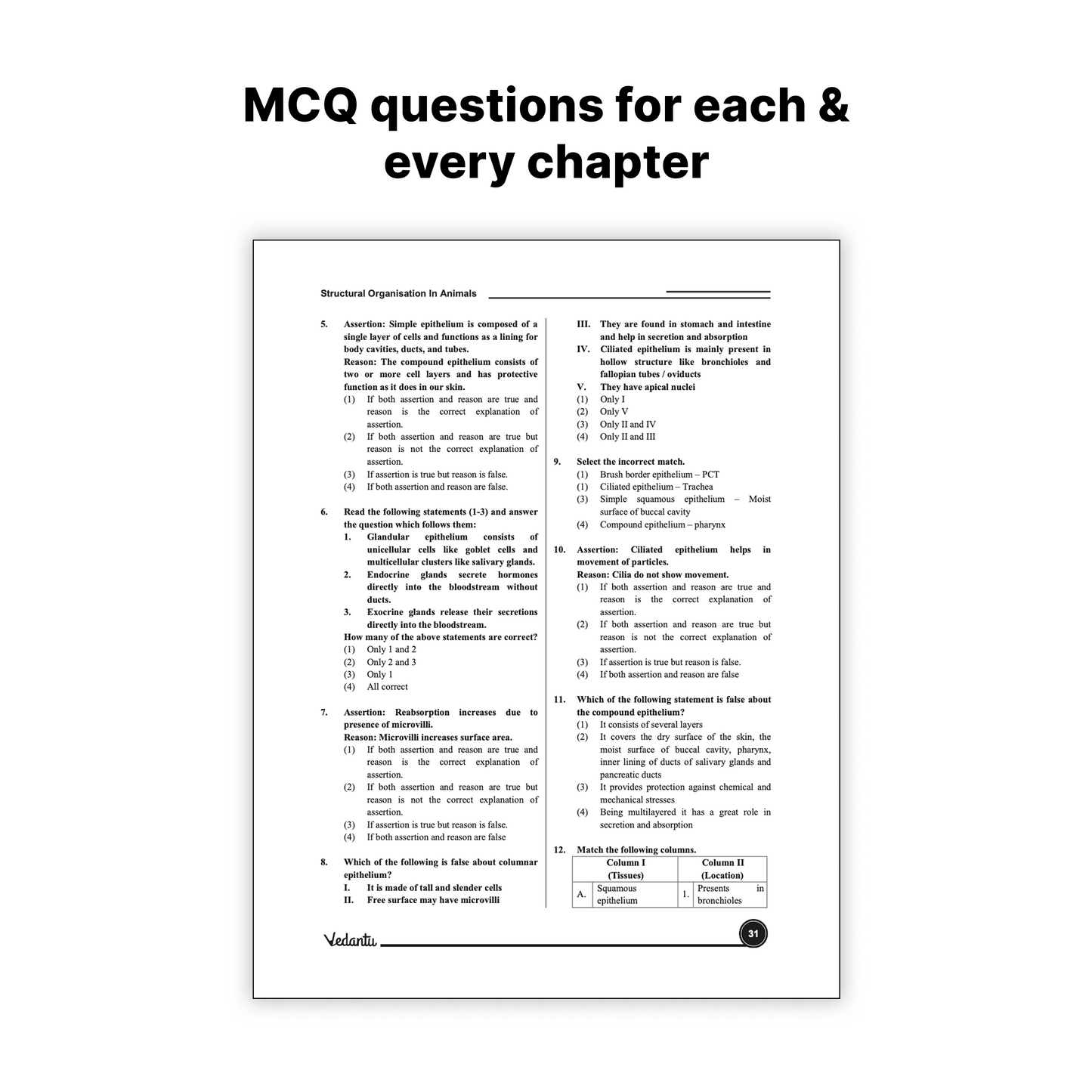 Vedantu NEET Advance Zoology Question Book | NEET-UG Medical Entrance Exam Book 2026, CUET & Olympiad Preparation Guide | NCERT Based Topicwise MCQs, Multi-Statement Question, Matching A/R & Diagram Based Practice