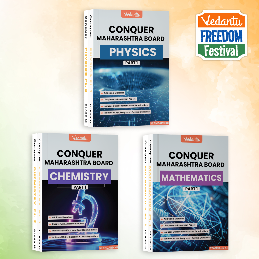 Vedantu Conquer Maharashtra Board Physics Chemistry Mathematics Books Combo Set Of 6 | Part 1 & 2 Standard XII | HSC Class 12 Textbook with Board Questions, MCQs, Diagrams & Chapterwise Assessments | Latest Edition
