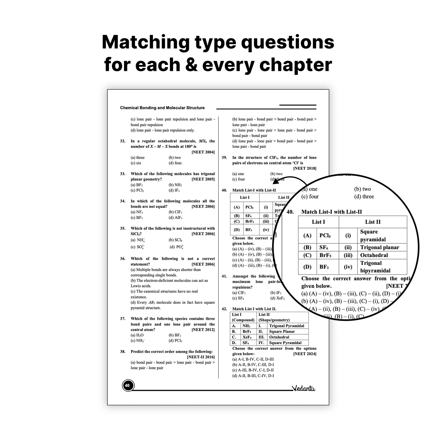 Vedantu 38 Years NEET Chemistry (1987–2025) Previous Year Questions Book | Chapter & Topic Wise PYQs | 2000+ Questions, QR Video Solutions, 10 Mock Tests | NCERT Based for 2026 Exam