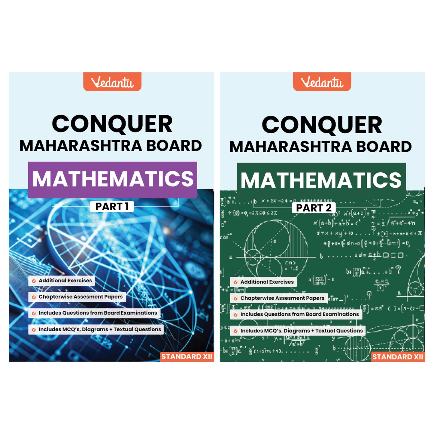 Vedantu Conquer Maharashtra Board Mathematics Book Part 1 & 2 | Standard XII | HSC Class 12 Textbook with Board Questions, MCQs, Diagrams & Chapterwise Assessments | Latest Edition
