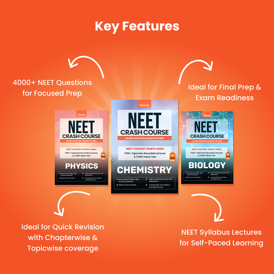 Vedantu NEET 2025 Crash Course Book Set Of 3 – Physics, Chemistry, Biology | Latest NTA Syllabus | Includes Free Recorded Course & NEET Mock Test