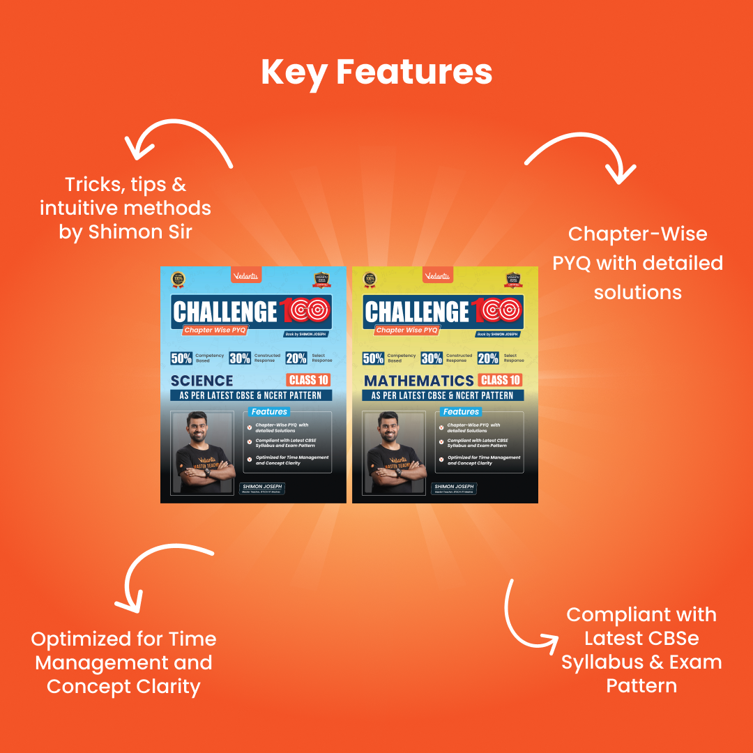 Vedantu Challenge 100 Science & Mathematics Class 10 Books Set Of 2 | CBSE Chapter-wise PYQ with Solutions | NCERT Based | 2026 Exam Prep Guide | Competency-Based | Objective & Subjective Questions | Practice Book by Shimon Joseph | Score Booster Series