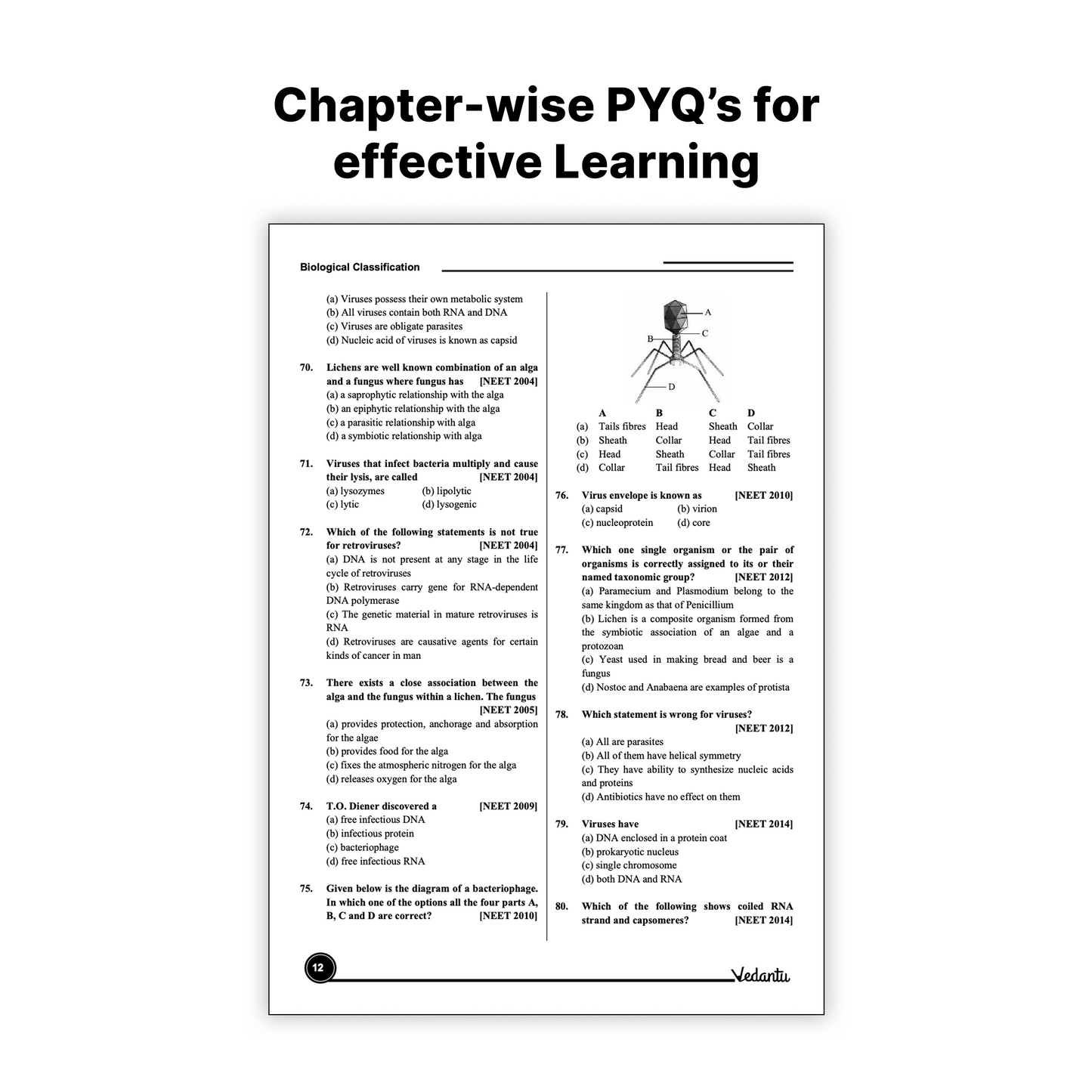 Vedantu 38 Years NEET Biology (1987–2025) Previous Year Questions Book | Chapter & Topic Wise PYQs | 2000+ Questions, QR Video Solutions, 10 Mock Tests | NCERT Based for 2026 Exam
