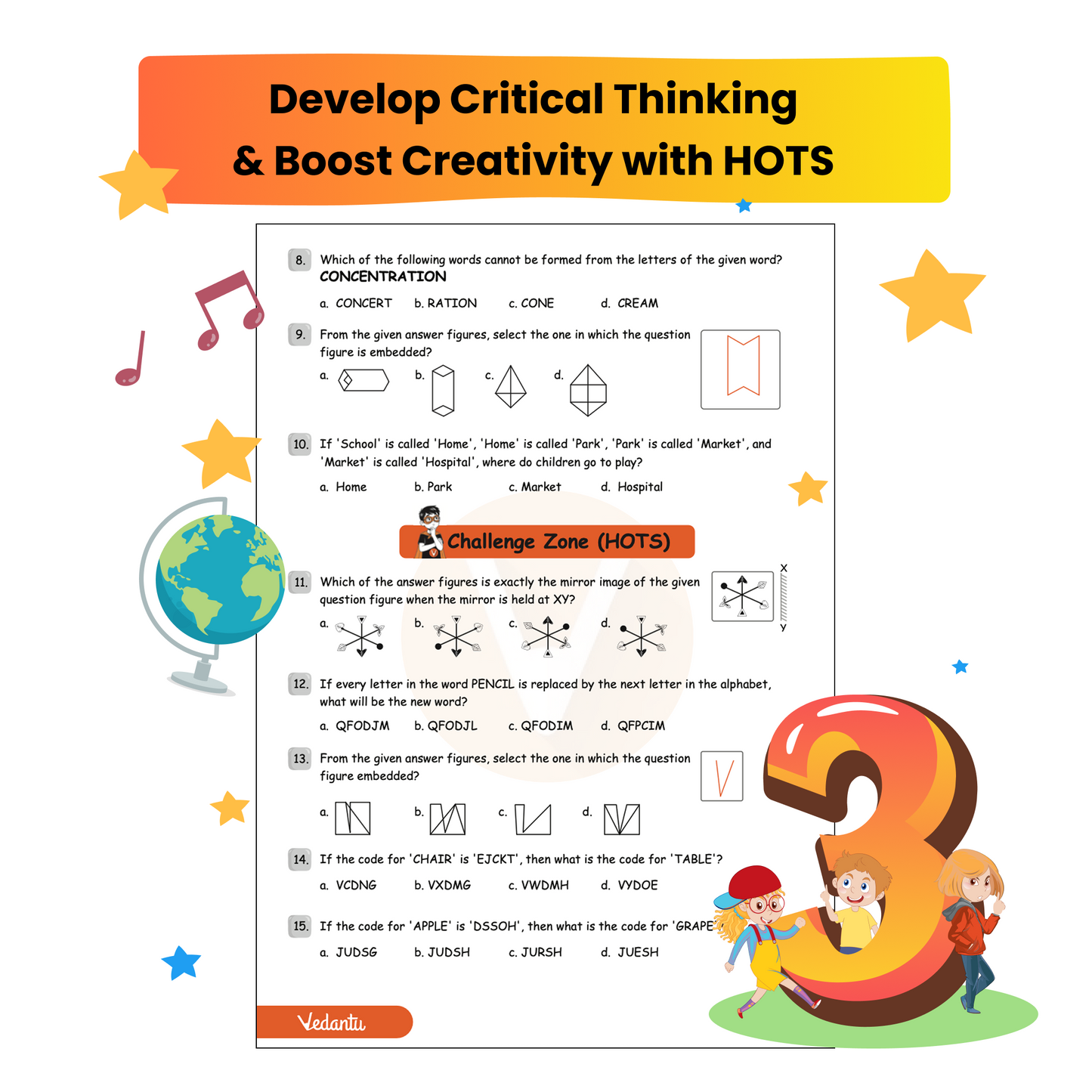 Vedantu Early Learning IMO Workbook for Grade 3 | International Mathematics Olympiad Preparation Book | 30 Concept Worksheets with HOTS, Sample Papers & Challenge Zones | Ideal for CBSE, ICSE & State Boards