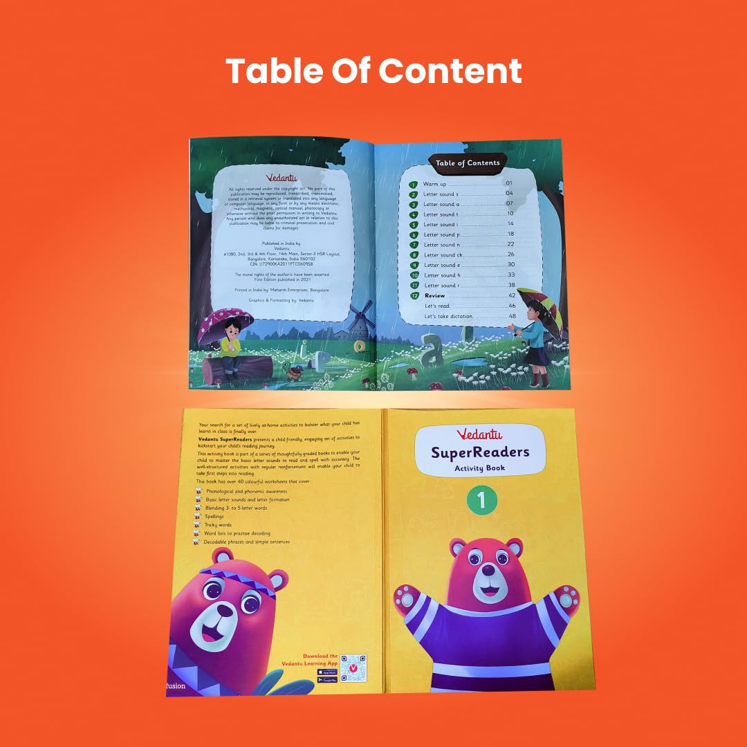 Vedantu Early Learning SuperReaders Activity Book Set for Kids (1-6) | With 40+ Colourful Worksheets | Master Phonics, Grammar, Word Analysis & Reading Fluency | Fun Projects & Short Stories for Ages 4 to 8 Years