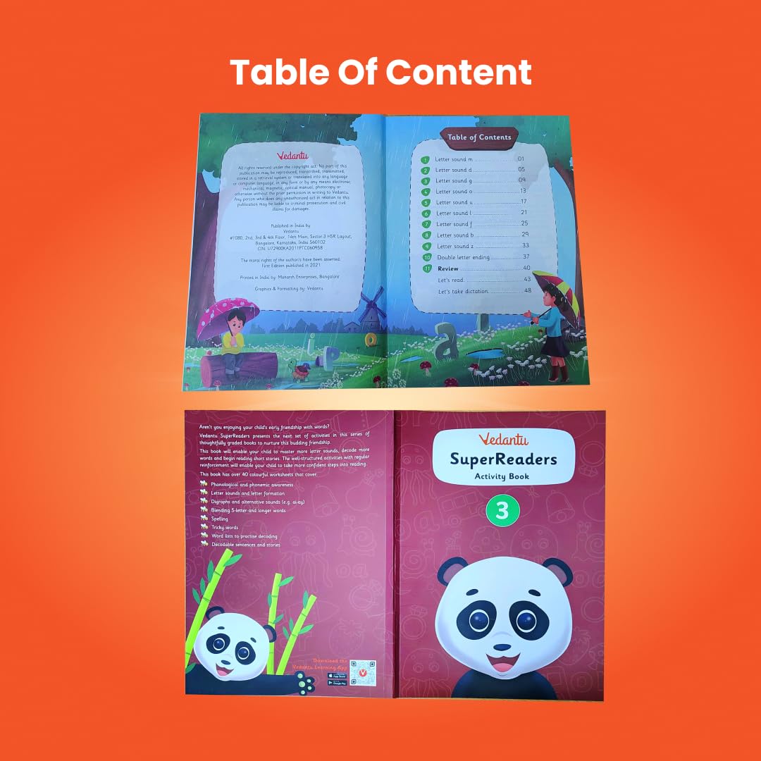 Vedantu Early Learning SuperReaders Activity Book Set for Kids (1-6) | With 40+ Colourful Worksheets | Master Phonics, Grammar, Word Analysis & Reading Fluency | Fun Projects & Short Stories for Ages 4 to 8 Years