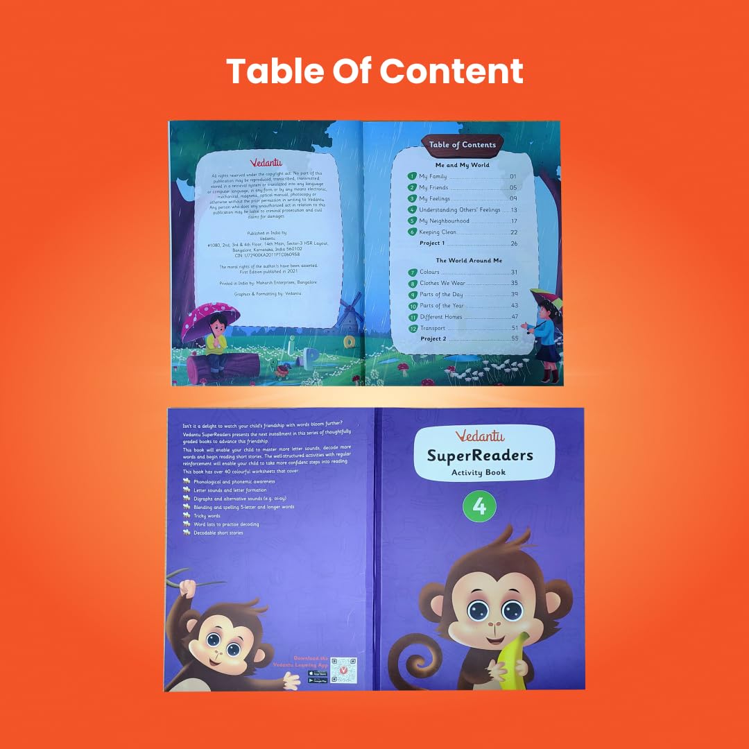 Vedantu Early Learning SuperReaders Activity Book Set for Kids (1-6) | With 40+ Colourful Worksheets | Master Phonics, Grammar, Word Analysis & Reading Fluency | Fun Projects & Short Stories for Ages 4 to 8 Years