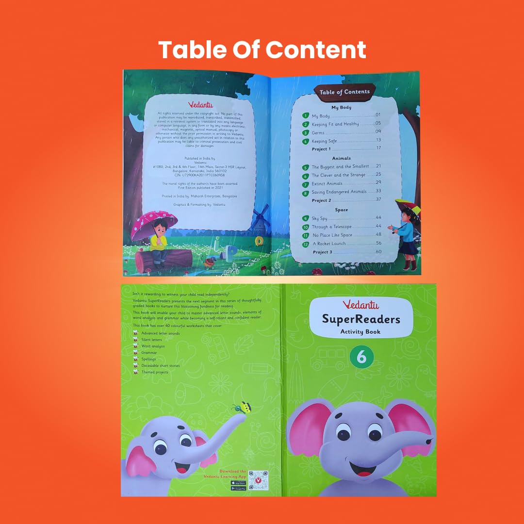 Vedantu Early Learning SuperReaders Activity Book Set for Kids (1-6) | With 40+ Colourful Worksheets | Master Phonics, Grammar, Word Analysis & Reading Fluency | Fun Projects & Short Stories for Ages 4 to 8 Years