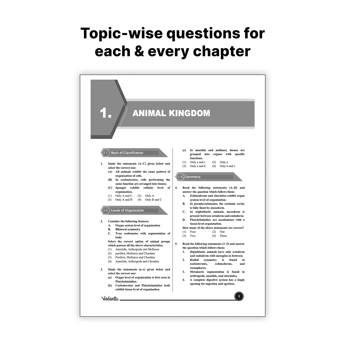 Vedantu NEET Advance Zoology Question Book | NEET-UG Medical Entrance Exam Book 2026, CUET & Olympiad Preparation Guide | NCERT Based Topicwise MCQs, Multi-Statement Question, Matching A/R & Diagram Based Practice