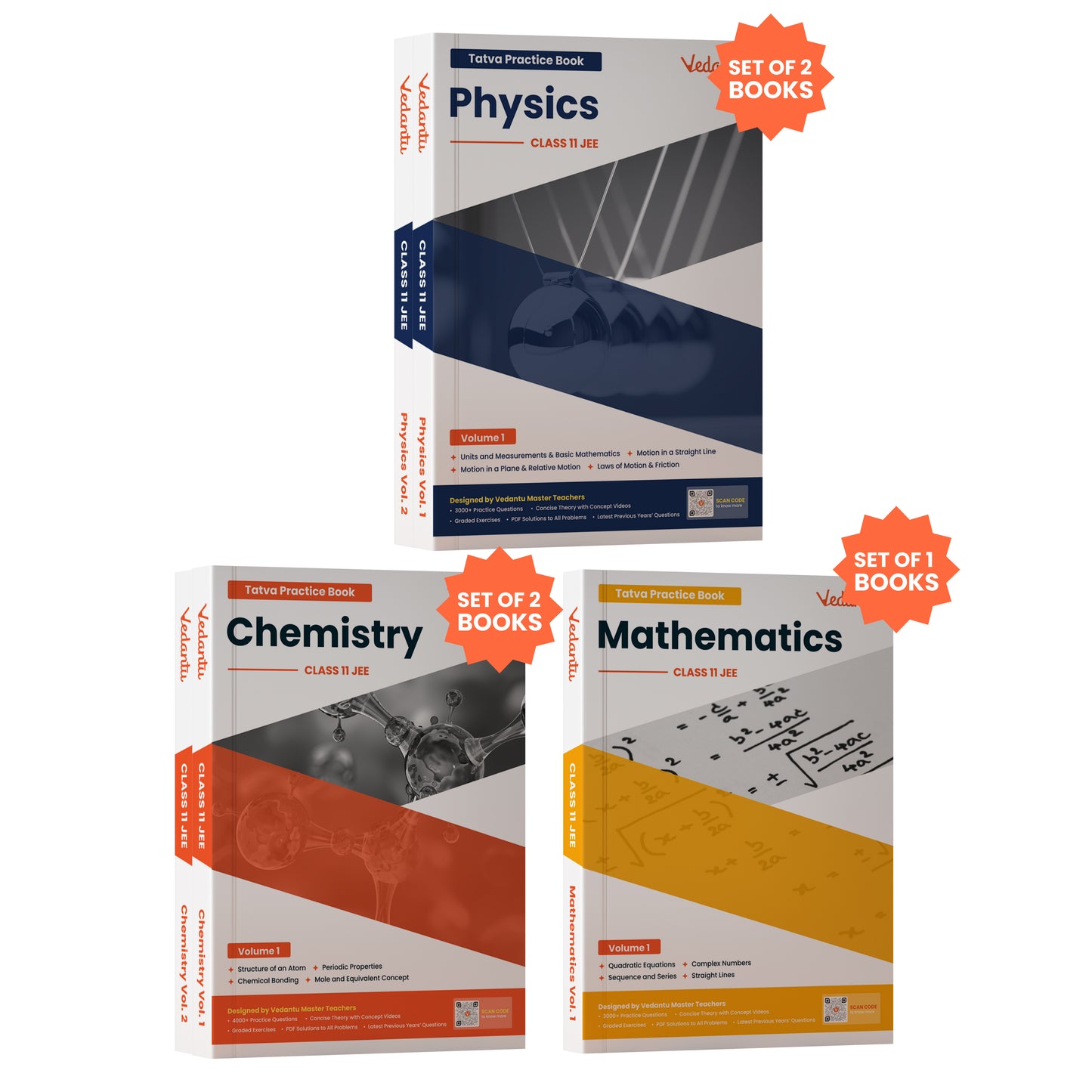 Vedantu JEE Tatva Book Set – Physics, Chemistry, Mathematics | Set Of 5 Volumes For Class 11 | Chapterwise PYQs, Concept Videos, Theory & Graded Exercises | Latest Edition