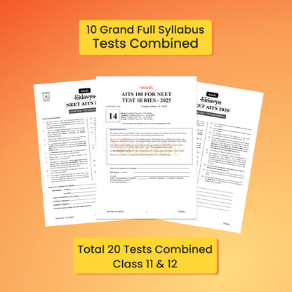Vedantu NEET AITS 180 2026 | Latest NEET Pattern | 10+2 Full With 8 Part Syllabus Tests for Class 11 & 12 | 3600+ MCQs, 25 OMR Sheets & NCERT-Based Solution Booklet | Crack NEET with Confidence
