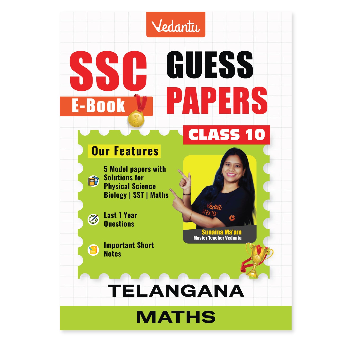 Digital Only – SSC Guess Papers 2026 | Telangana State | Pedagogy | 5 Model Papers with Solutions | Last 5 Years Questions | Important Short Notes | Blueprint Based | Exam Pattern & Weightage | Physical Science, Biology, SST, Maths | Class 10