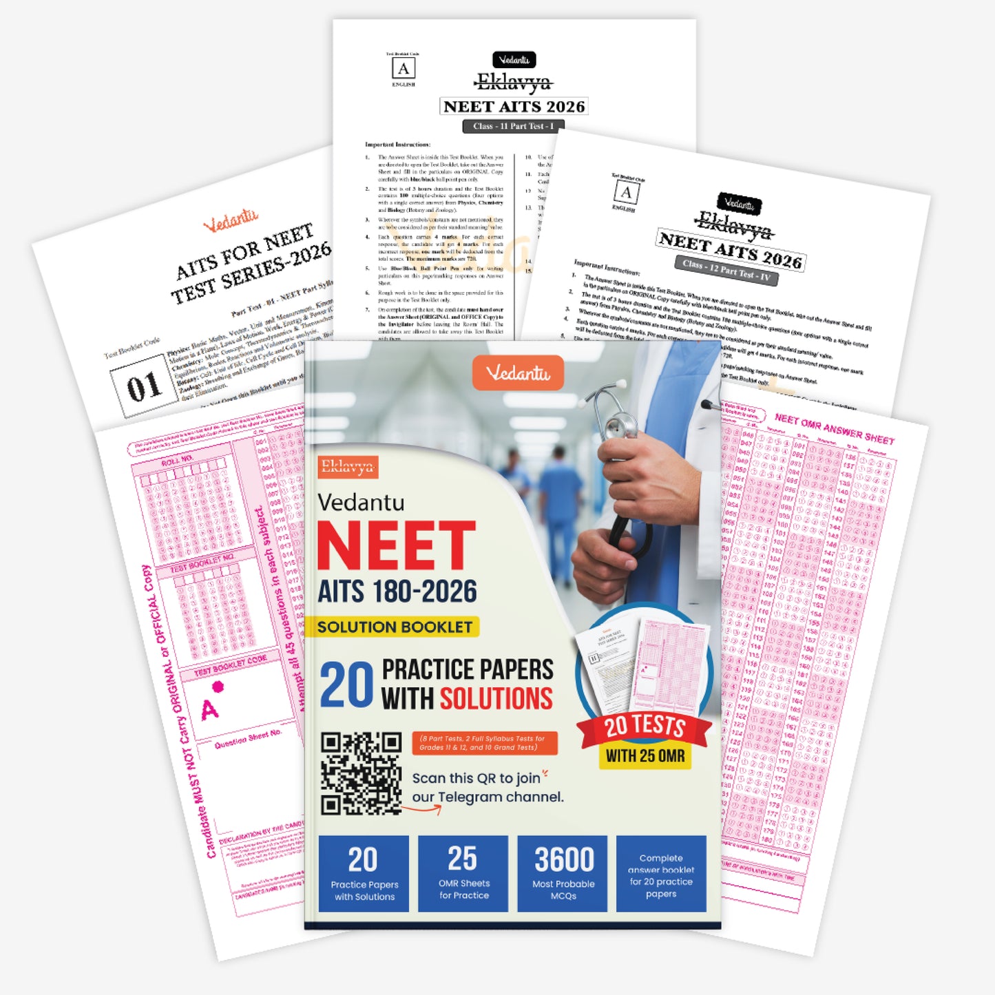 Vedantu NEET AITS 180 2026 | Latest NEET Pattern | 10+2 Full With 8 Part Syllabus Tests for Class 11 & 12 | 3600+ MCQs, 25 OMR Sheets & NCERT-Based Solution Booklet | Crack NEET with Confidence