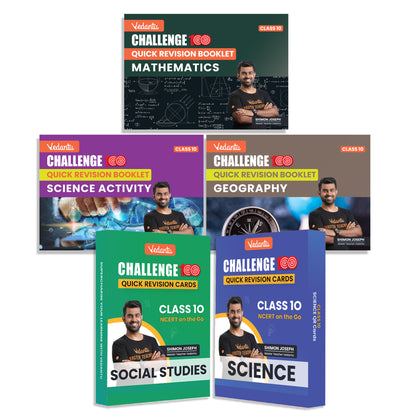 Vedantu Challenge 100 Class 10 QR Flashcards & Booklets Combo of 5 Shimon Sir | Quick Revision Cards for Science & Social Studies with 3 QR Booklets for Science Activity Maths & Geography | CBSE 2026 Exam Preparation Guide