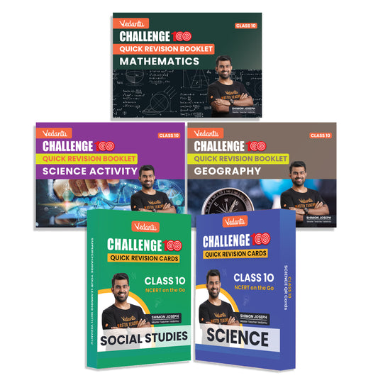 Vedantu Challenge 100 Class 10 QR Flashcards & Booklets Combo of 5 Shimon Sir | Quick Revision Cards for Science & Social Studies with 3 QR Booklets for Science Activity Maths & Geography | CBSE 2026 Exam Preparation Guide