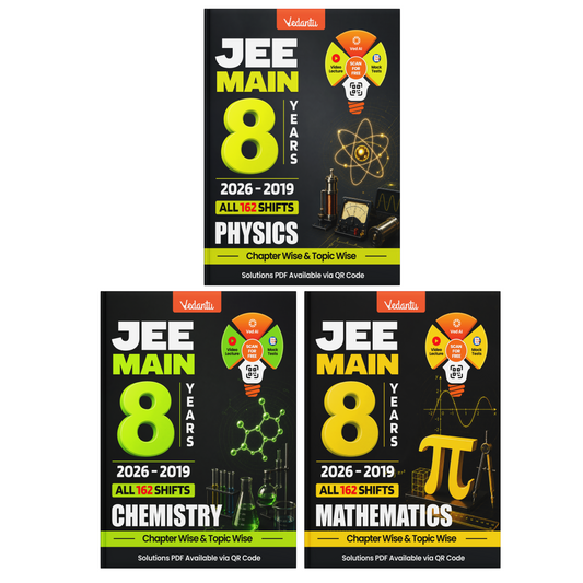 Vedantu JEE Main 8 Years Chapterwise & Topicwise PYQ Books 2026–2019 | Physics, Chemistry & Mathematics Combo | All 162 Shifts with Answer Keys & QR Code Solutions | Set of 3