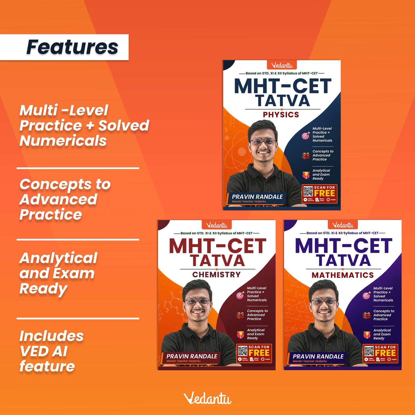 Vedantu MHT-CET Tatva PCM Combo Books 2026 | Physics, Chemistry, Mathematics for MHT-CET Preparation by Pravin Randale Sir | Vedantu