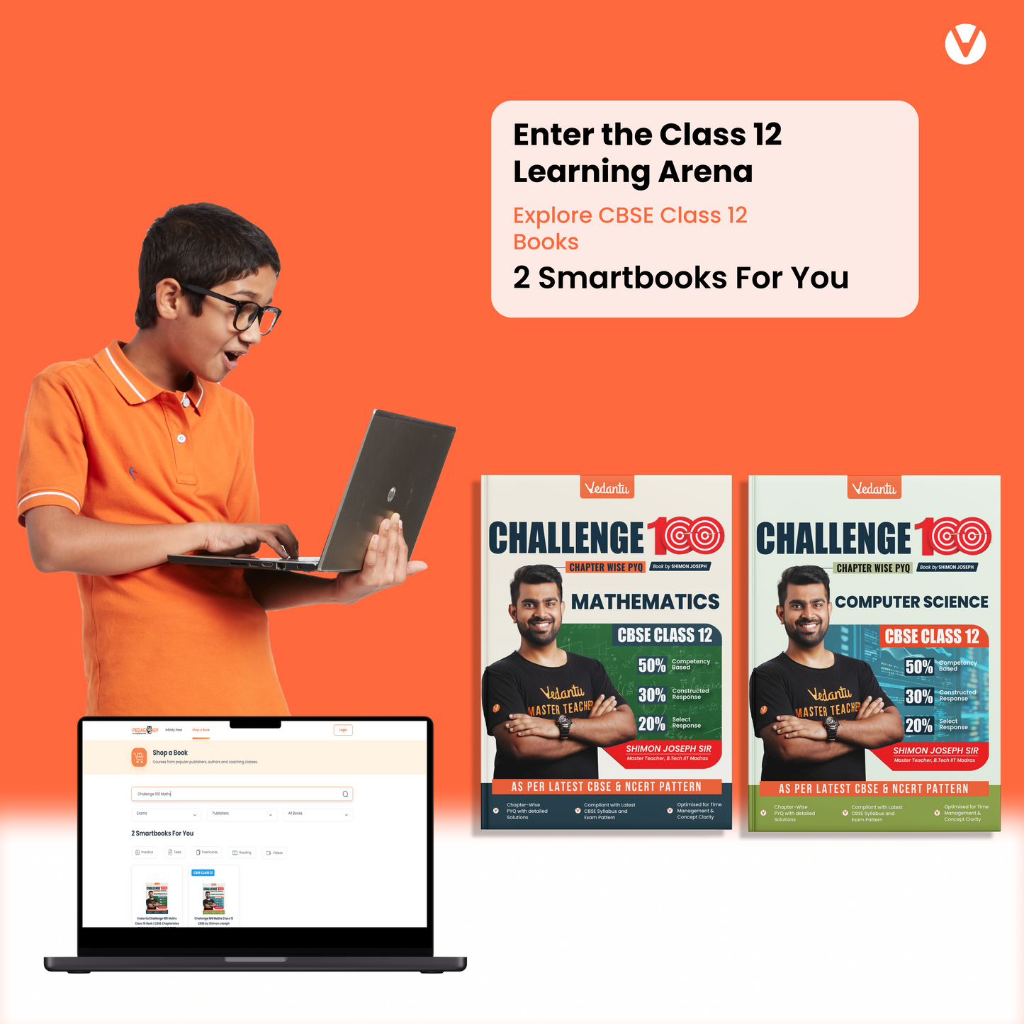 Digital-Only: Vedantu Class 12 Challenge 100 – Mathematics & Computer Science (Python) – Digital Access on Pedagogy App | Fully Solved PYQs + Chapter Notes + Latest CBSE Exam Pattern | By Shimon Joseph