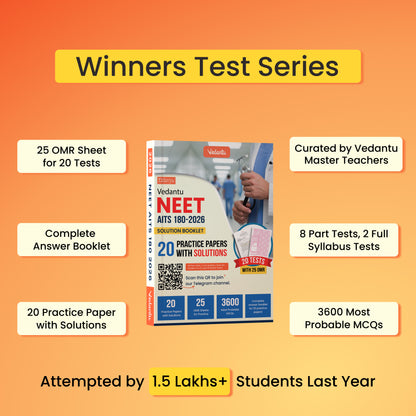Vedantu NEET AITS 180 2026 | Latest NEET Pattern | 10+2 Full With 8 Part Syllabus Tests for Class 11 & 12 | 3600+ MCQs, 25 OMR Sheets & NCERT-Based Solution Booklet | Crack NEET with Confidence