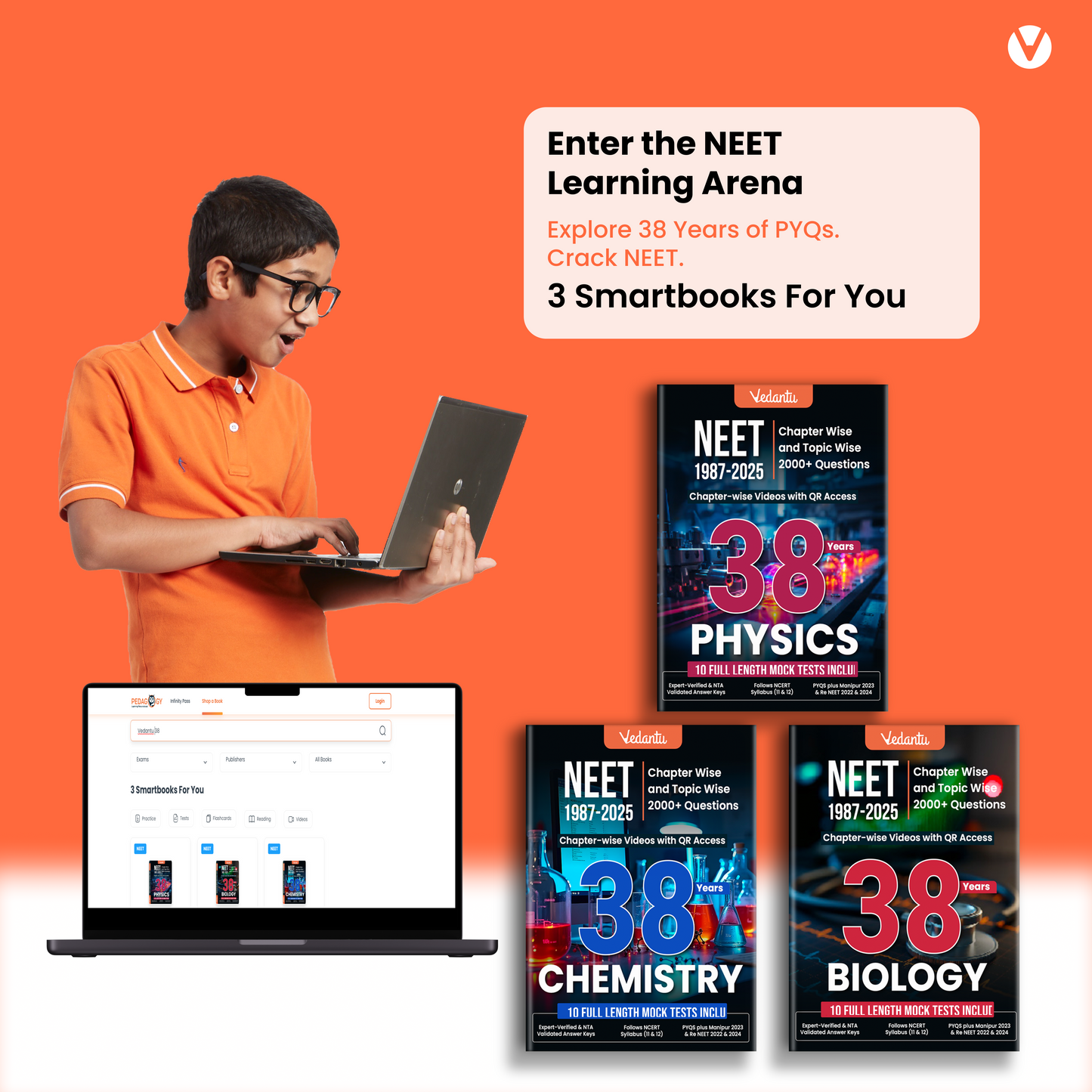 Digital-Only: Vedantu 38 Years NEET PYQs (1987–2025) – Digital Access on Pedagogy App | Physics, Chemistry & Biology | 6000+ Questions + Video Solutions + 10 Mock Tests