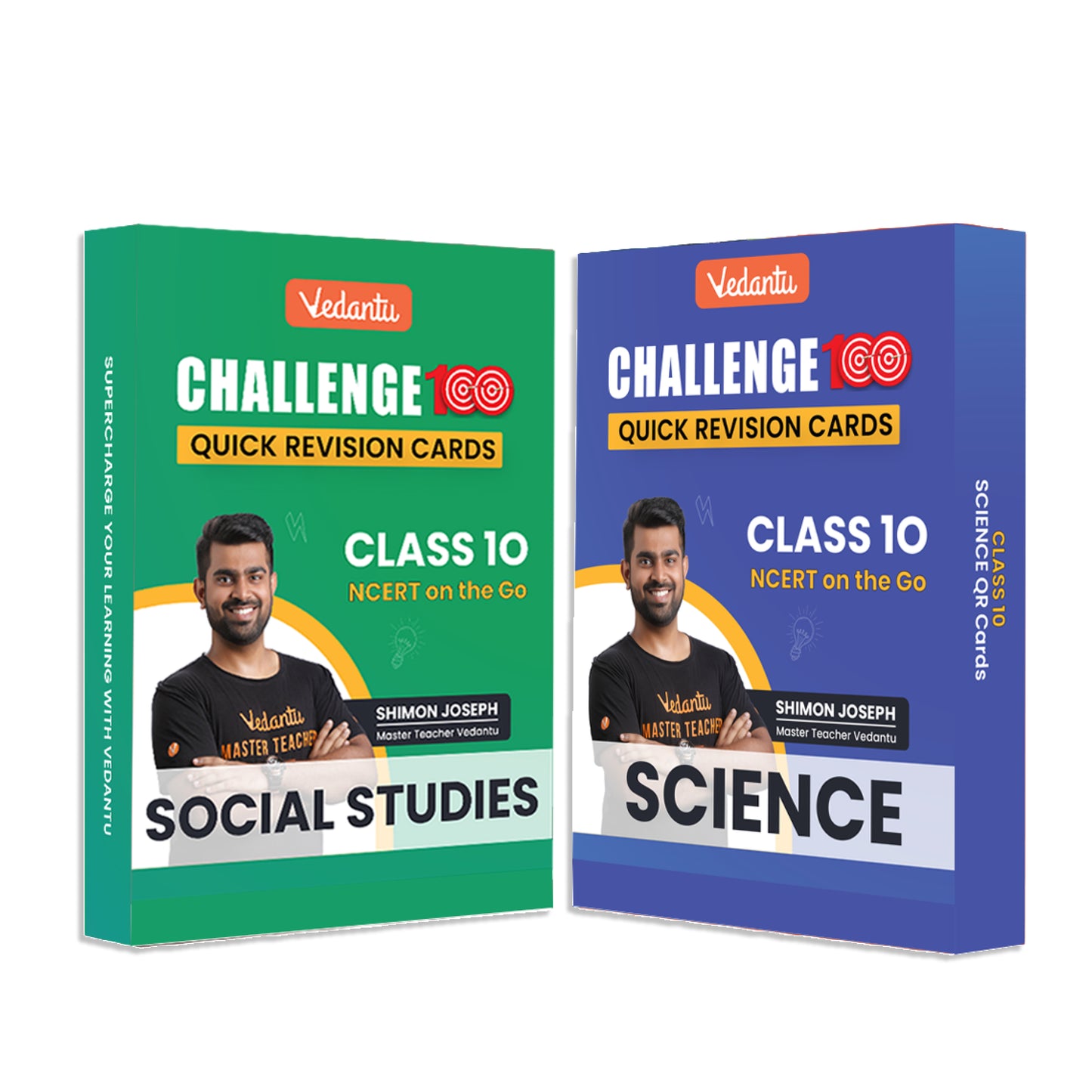 Vedantu Challenge 100 Class 10 QR Flashcards & Booklets Combo of 5 Shimon Sir | Quick Revision Cards for Science & Social Studies with 3 QR Booklets for Science Activity Maths & Geography | CBSE 2026 Exam Preparation Guide