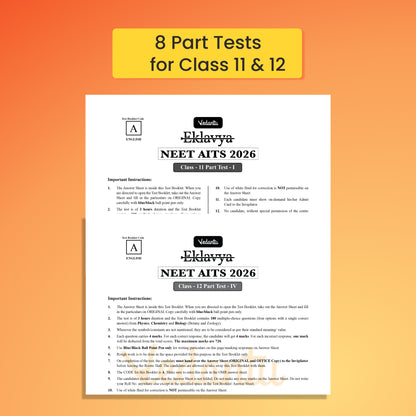 Vedantu NEET AITS 180 2026 | Latest NEET Pattern | 10+2 Full With 8 Part Syllabus Tests for Class 11 & 12 | 3600+ MCQs, 25 OMR Sheets & NCERT-Based Solution Booklet | Crack NEET with Confidence