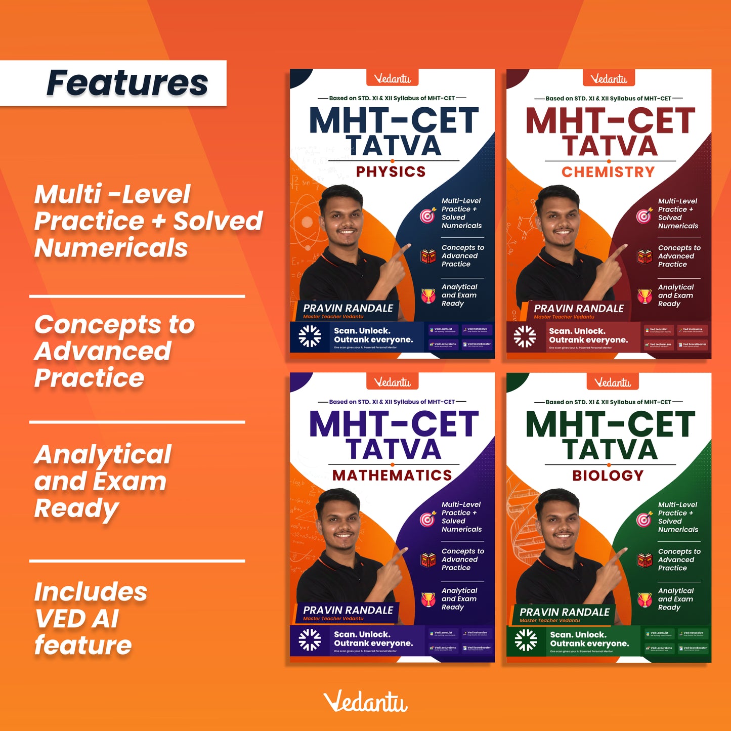 {Pre Order} - Vedantu MHT-CET Tatva PCMB Combo Books 2026 | Physics, Chemistry, Mathematics & Biology for MHT-CET Preparation by Pravin Randale Sir | Vedantu