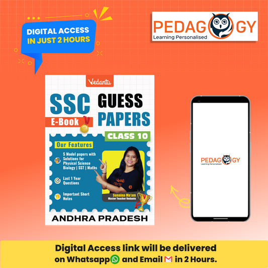 Digital Only – SSC Guess Papers 2026 | Andhra Pradesh State | Pedagogy | 5 Model Papers with Solutions | Last 5 Years Questions | Important Short Notes | Blueprint Based | Exam Pattern & Weightage | Physical Science, Biology, SST, Maths | Class 10