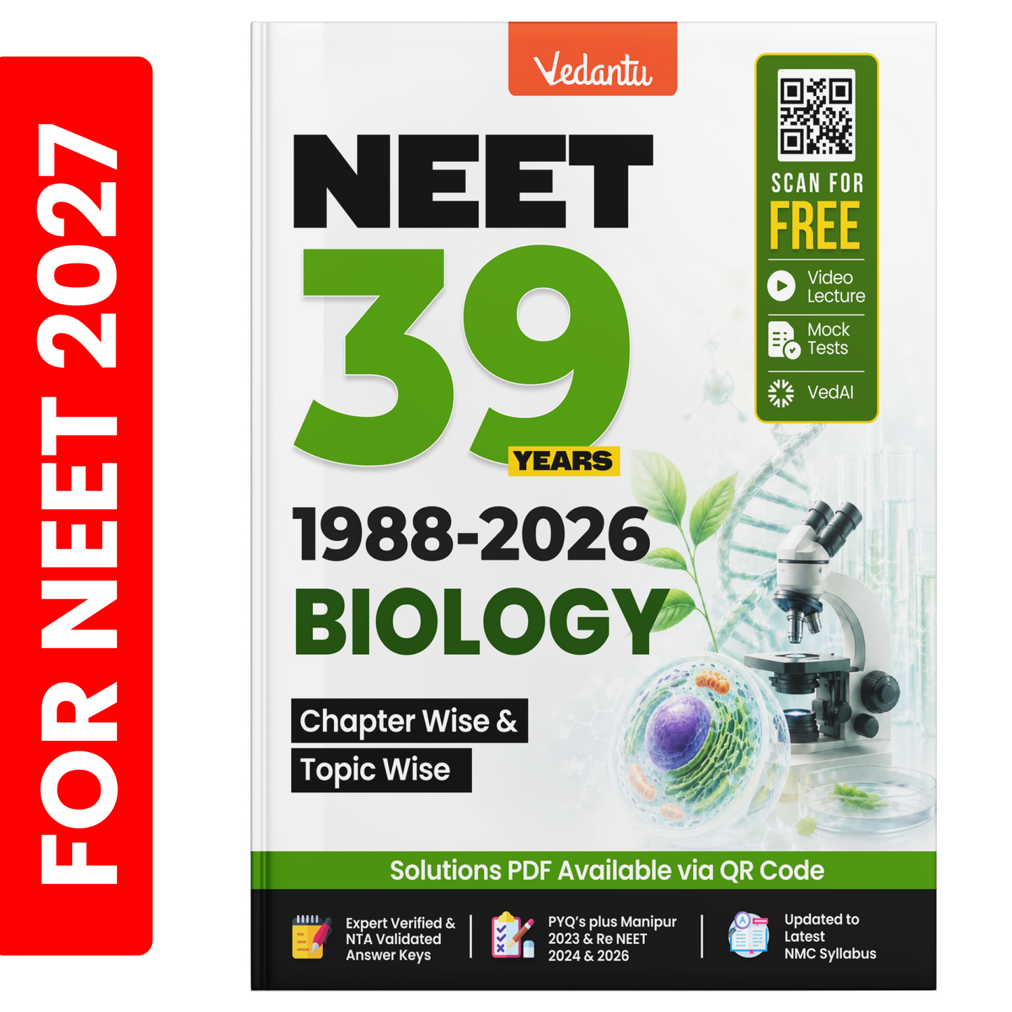 Vedantu NEET Biology 39 Years Chapter-Wise & Topic-Wise Previous Year Questions (1988–2026) | PYQ Book with Detailed Answer Keys, QR Video Solutions & Latest NMC Syllabus