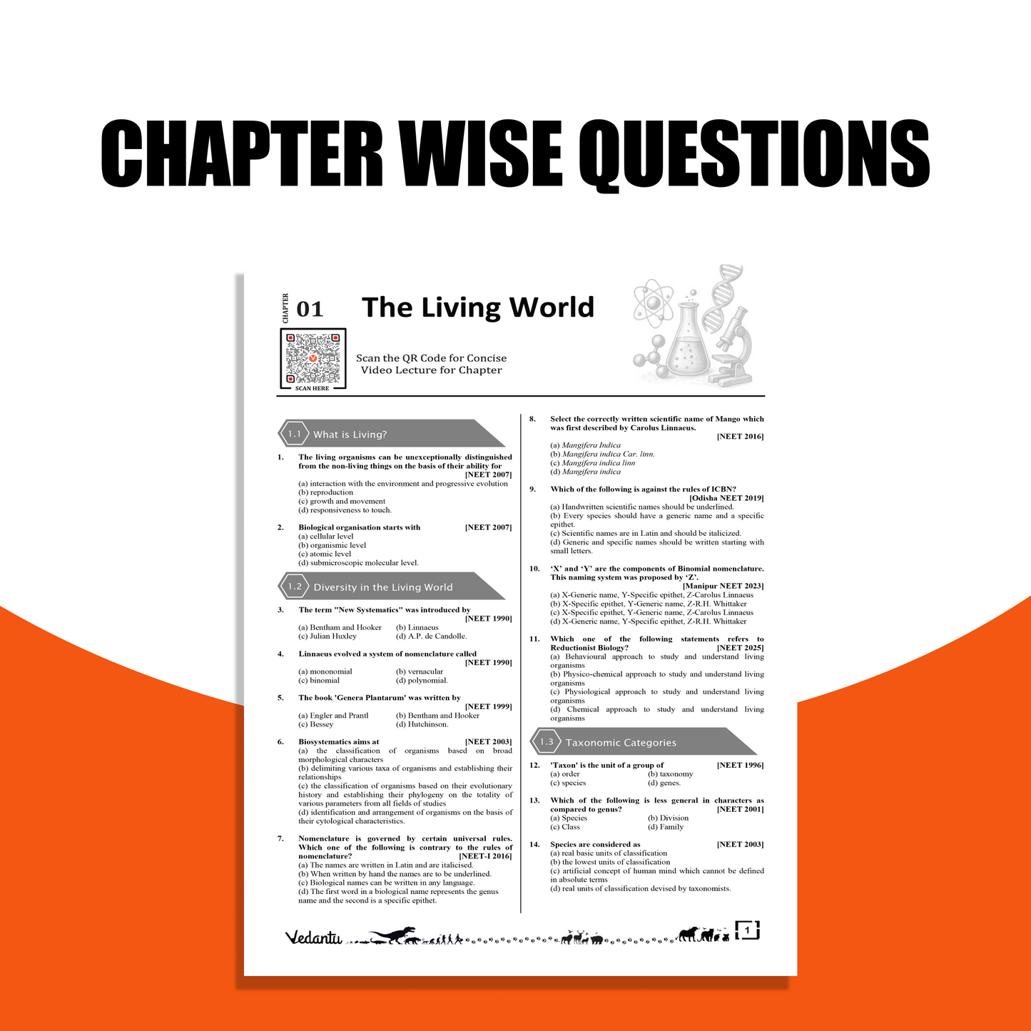 Vedantu NEET Biology 39 Years Chapter-Wise & Topic-Wise Previous Year Questions (1988–2026) | PYQ Book with Detailed Answer Keys, QR Video Solutions & Latest NMC Syllabus