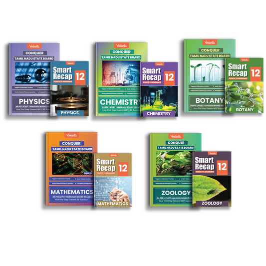 Vedantu Class 12 Conquer Physics, Chemistry, Mathematics, Botany, Zoology Books Combo Set Of 5 - TN State Board | Also Includes Smart Recap Book | Based on Latest Textbook, Textual & Additional Questions, HOTS, Unit Tests, Govt. Question Papers