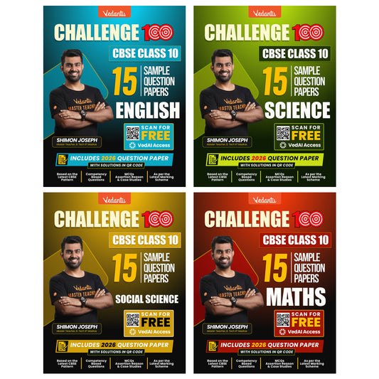 { Pre-Order } - Vedantu Challenge 100 CBSE Class 10 Sample Question Papers Combo Set (English, Maths, Science & Social Science) | 15 Sample Papers Each | Competency-Based Questions | Board Exam 2026-27