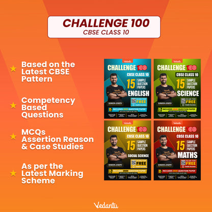 { Pre-Order } - Vedantu Challenge 100 CBSE Class 10 Sample Question Papers Combo Set (English, Maths, Science & Social Science) | 15 Sample Papers Each | Competency-Based Questions | Board Exam 2026-27