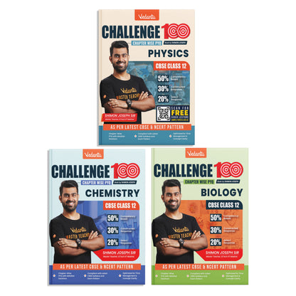 Vedantu Challenge 100 CBSE Class 12 Chapter-Wise PYQ Combo Set (Physics, Chemistry & Biology) | Previous Year Questions with Detailed Solutions | Latest CBSE Pattern | Board Exam 2026-27