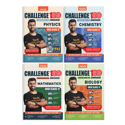 Vedantu Challenge 100 CBSE Class 12 PCMB Combo Books | Physics, Chemistry, Mathematics & Biology Chapterwise PYQs with Detailed Solutions | Latest CBSE & NCERT Pattern | Set of 4 Books