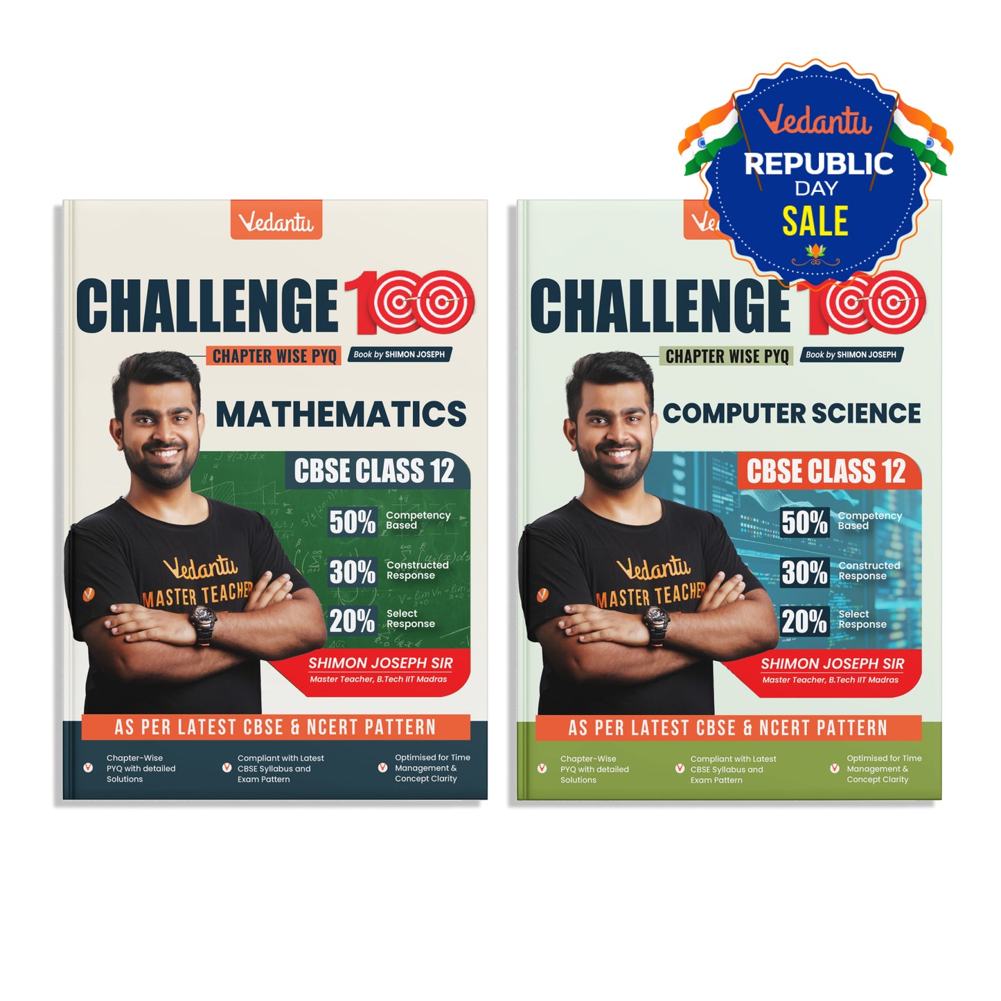 Vedantu CBSE Class 12 Challenge 100 – Mathematics & Computer Science Combo Set Of 2 | Fully Solved PYQs, Chapter Notes & CBSE Pattern | Latest Exam Pattern | By Shimon Joseph