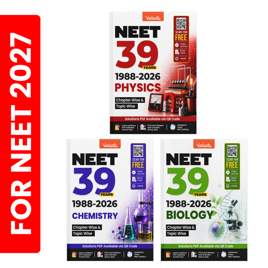 Vedantu NEET 39 Years Chapter Wise & Topic Wise Previous Year Questions Combo Set (Physics, Chemistry & Biology) | 1988-2026 PYQs | Expert Verified & NTA Validated Answer Keys | Solutions PDF via QR Code | Latest NMC Syllabus