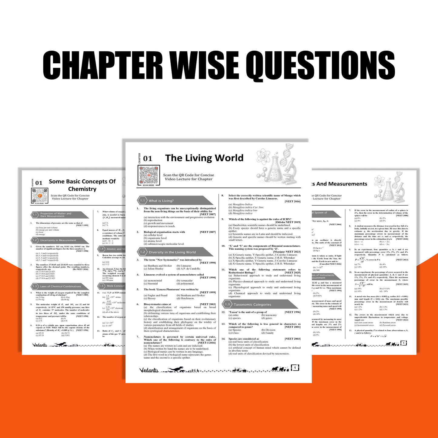 Vedantu NEET 39 Years Chapter Wise & Topic Wise Previous Year Questions Combo Set (Physics, Chemistry & Biology) | 1988-2026 PYQs | Expert Verified & NTA Validated Answer Keys | Solutions PDF via QR Code | Latest NMC Syllabus