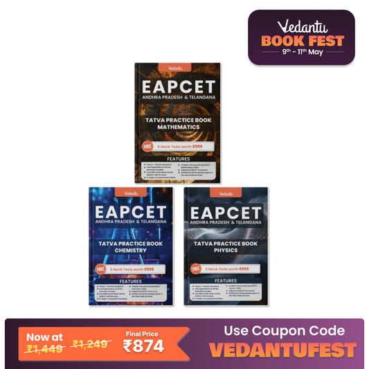 Vedantu EAPCET / EAMCET Tatva Books Set Of 3 | Physics, Chemistry, Mathematics | Chapterwise Theory, PYQs, 5 Free Online Mock Tests | For AP & TS 2025 Exam