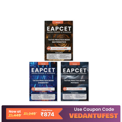 Vedantu EAPCET / EAMCET Tatva Books Set Of 3 | Physics, Chemistry, Mathematics | Chapterwise Theory, PYQs, 5 Free Online Mock Tests | For AP & TS 2025 Exam