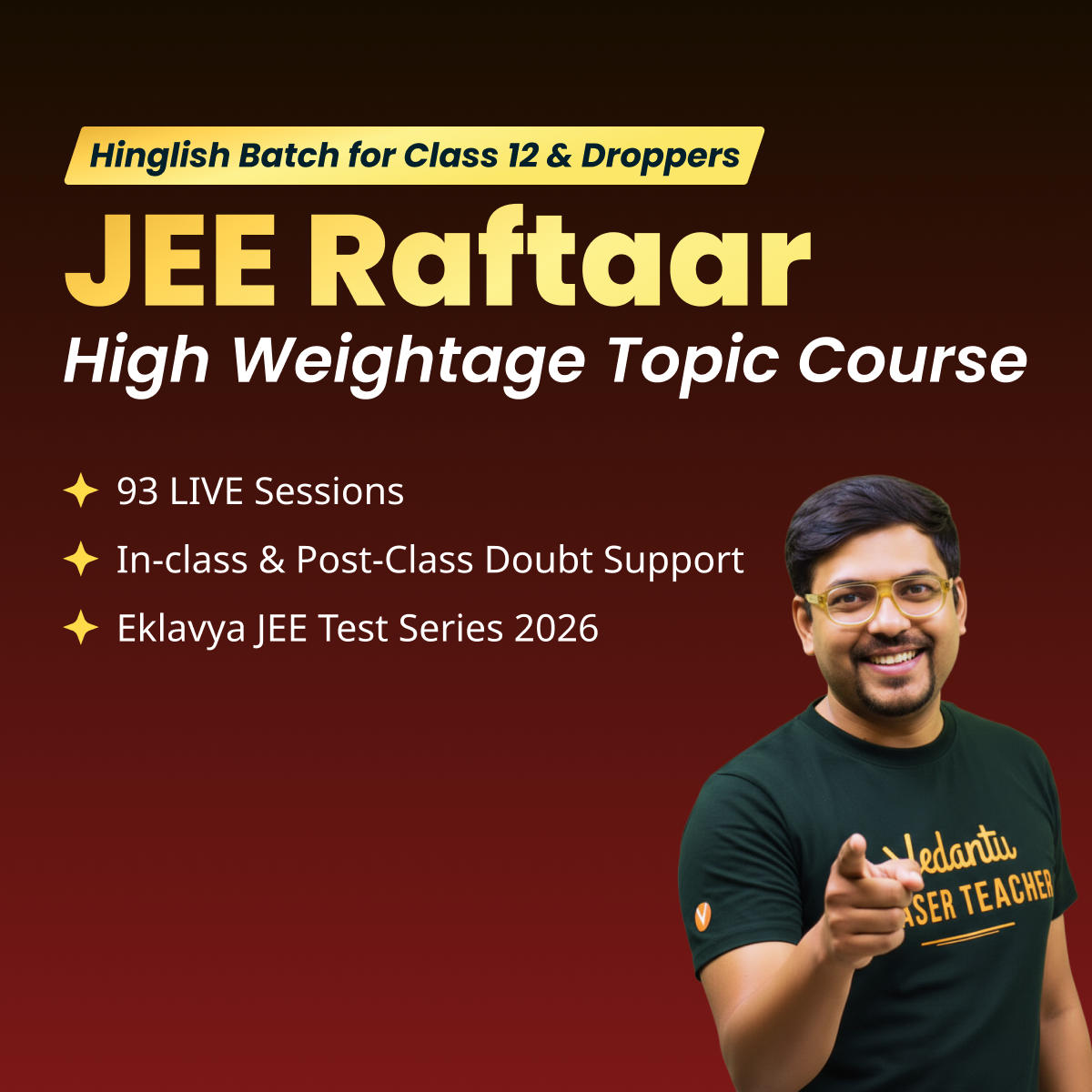 Vedantu JEE Raftaar Crash Course 2026 – Fast-Track Hinglish Online Coaching for JEE Mains