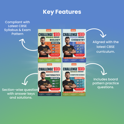 Vedantu Challenge 100 Class 12 Combo Books Set of 4 | Mathematics, Biology, Chemistry & Computer Science| Chapter-Wise PYQs With Detailed Solutions | Latest NCERT Pattern | Complete Board Exam Preparation 2026